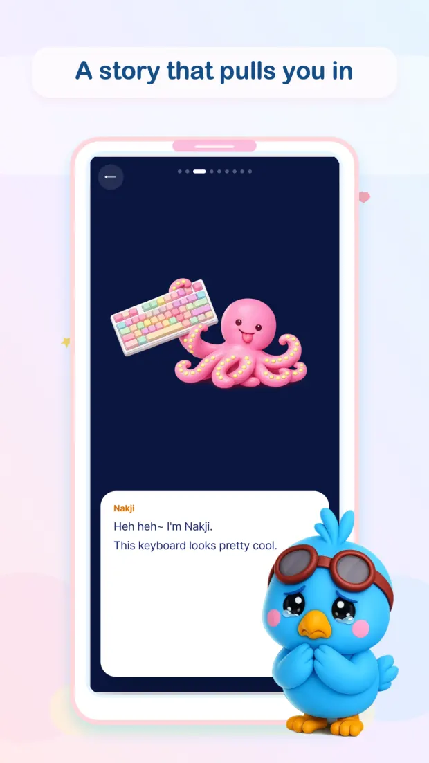 A story cutscene from SKAI Hangul with Nakji the octopus
